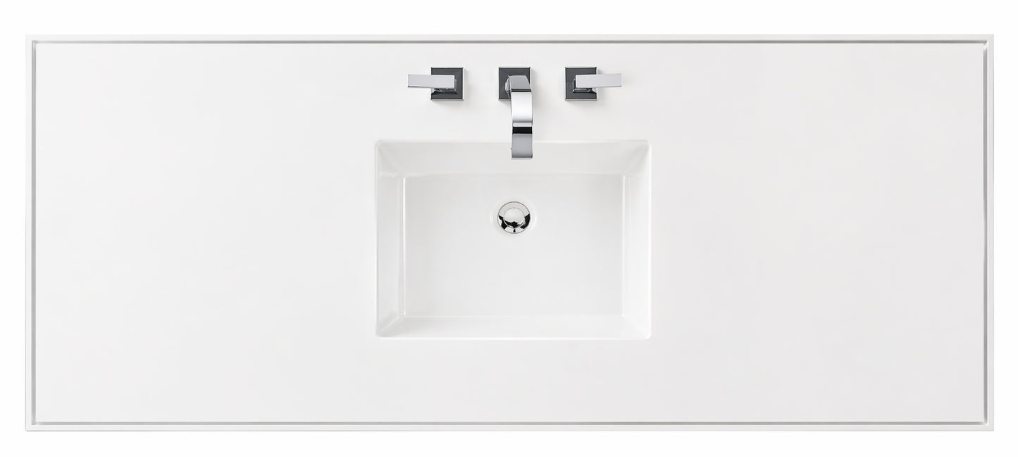 James Martin Vanities 60” Single Top – 3CM White Zeus Quartz w/ Sink