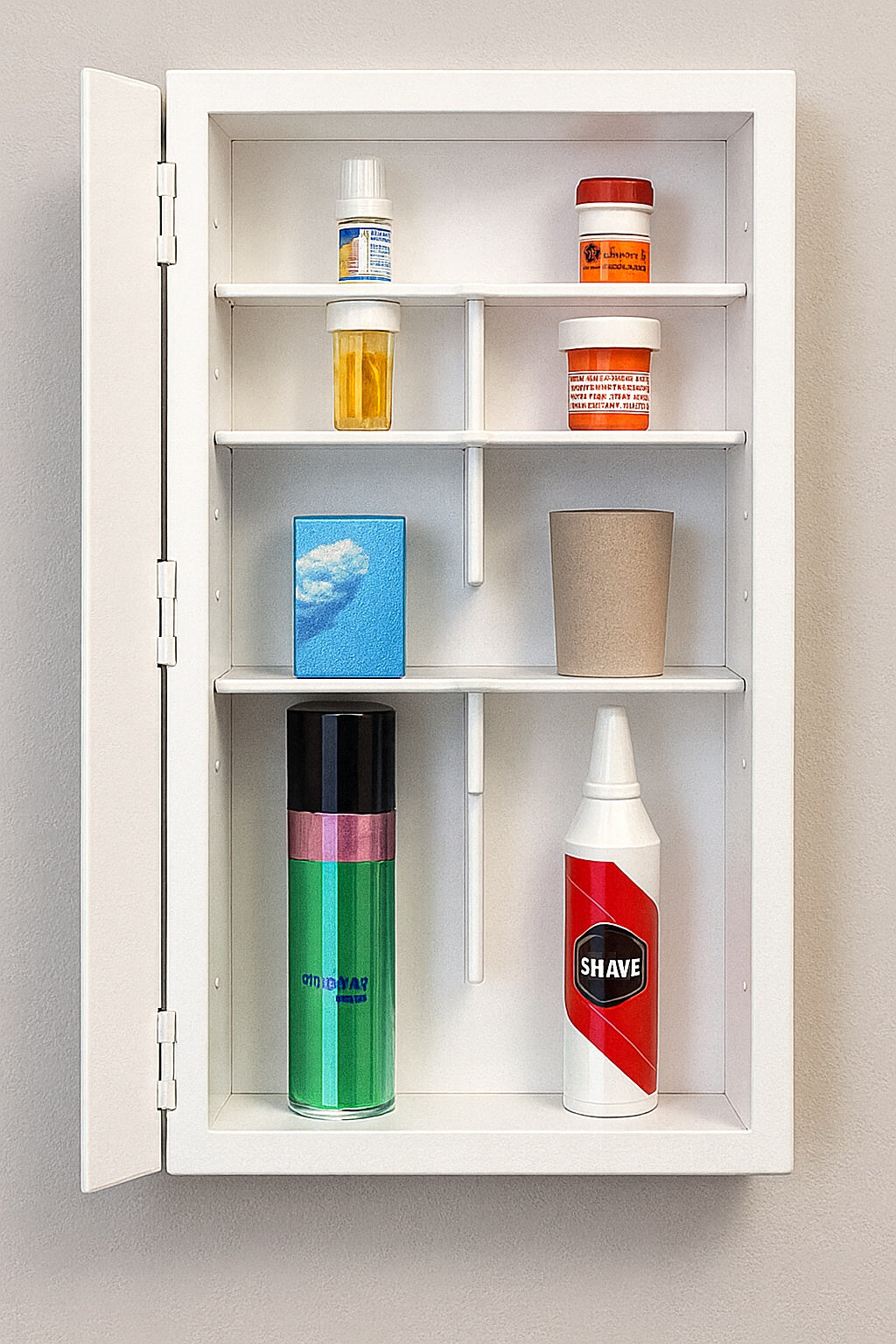 Glacier Bay Spacecab 16 in. x 26 in. x 3-1/2 in. Framed Recessed 1-Door Medicine Cabinet with 6-Shelves and Chrome Frame Mirror