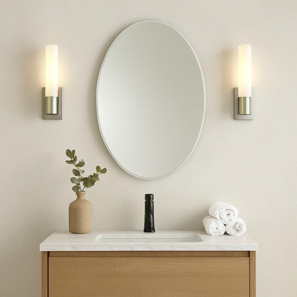 Croydex 21 in. W x 31 in. H Frameless Aluminum Surface-Mount Bathroom Medicine Cabinet with Easy Hang System
