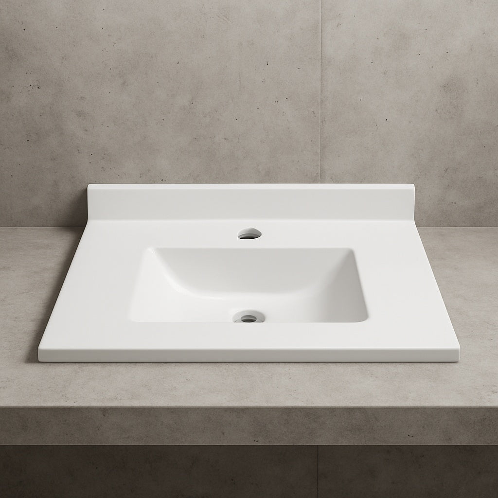 Swan Contour 43 in W x 22 in D Solid Surface Vanity Top with Sink in White