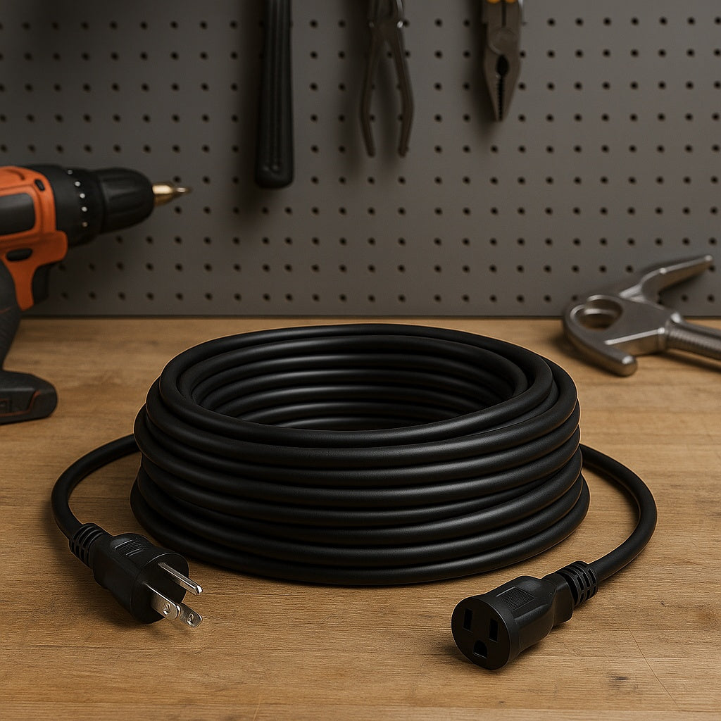 100 ft 16 3 SJT W A Extension Cord Black gg 13700bk
