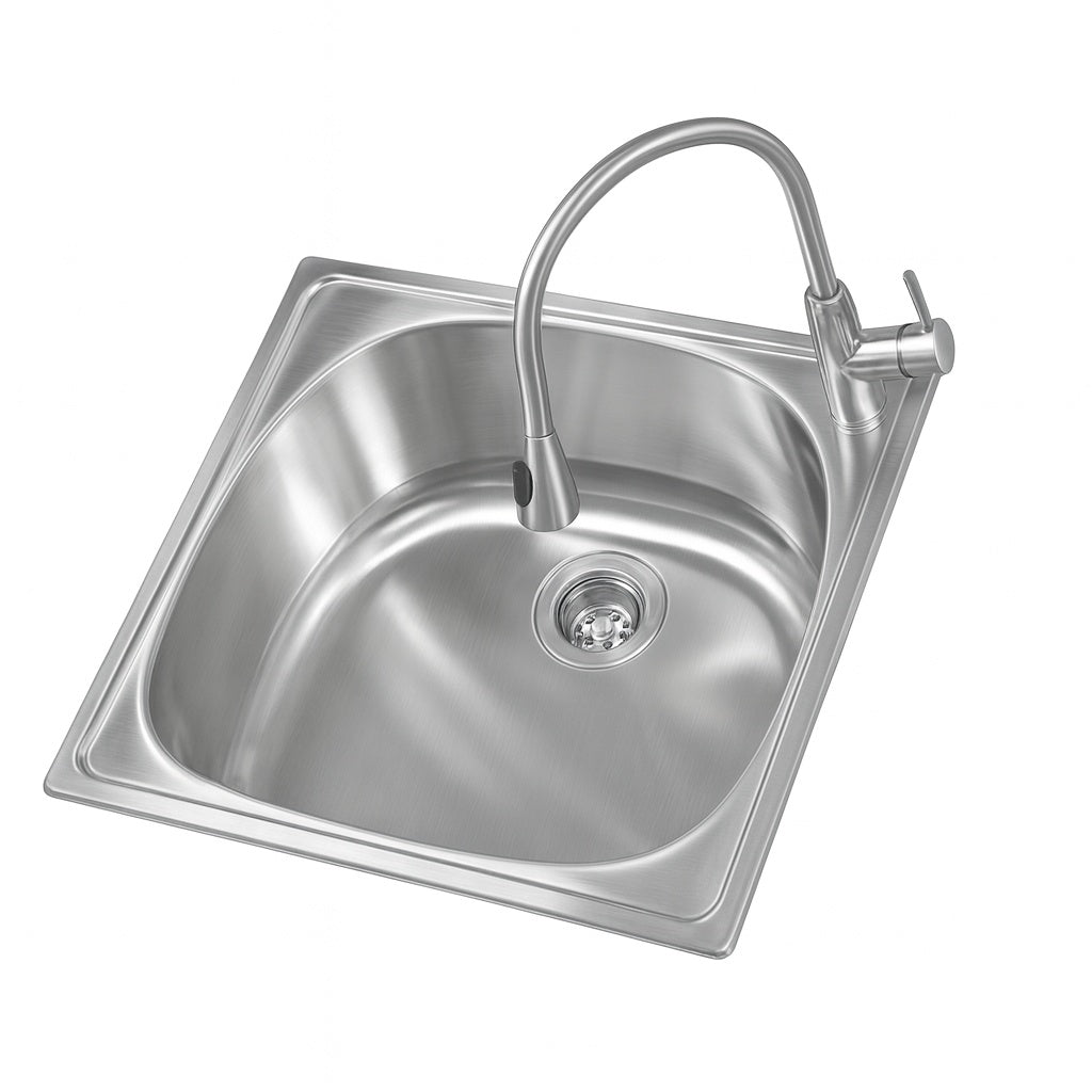 Glacier Bay 24 in. W x 21 in. D x 34 in. L Stainless Steel Laundry/Utility Sink with Faucet and Cabinet in White