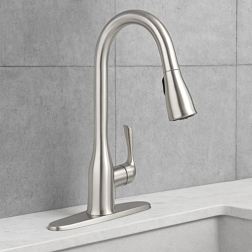 Kaden Single Handle Pull Down Sprayer Kitchen Faucet with Reflex and Power Clean in Spot Resist Stainless 87966SRS