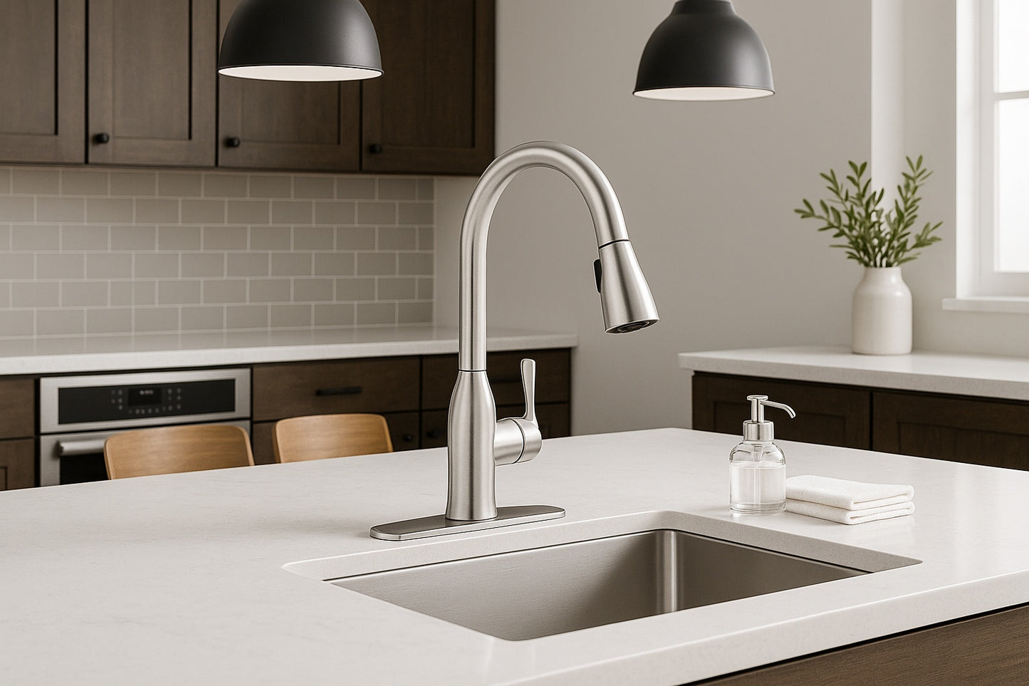 Kaden Single Handle Pull Down Sprayer Kitchen Faucet with Reflex and Power Clean in Spot Resist Stainless 87966SRS