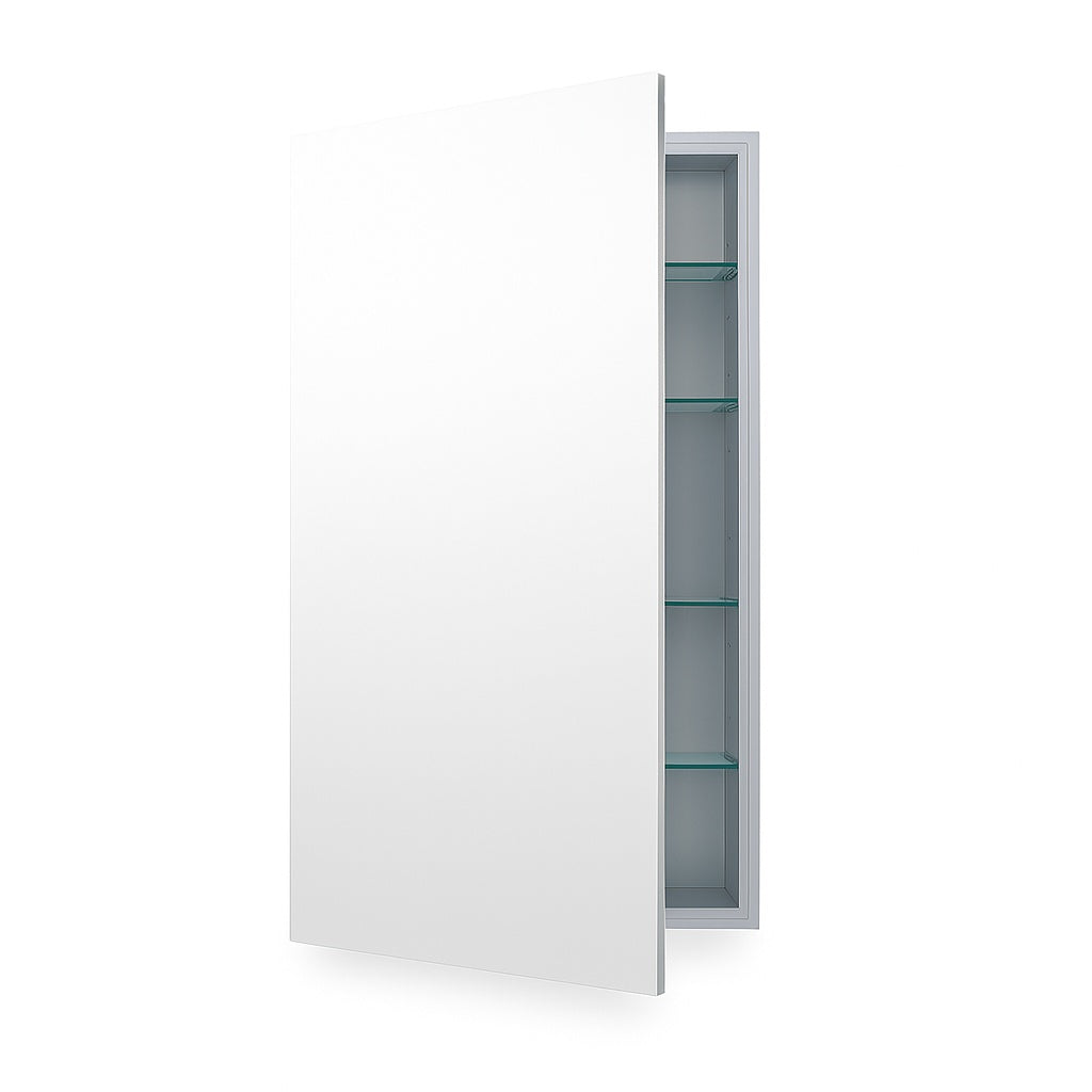 Flawless 16 in W x 30 in H x 4 in D Frameless Aluminum Recessed or Surface Mount Bathroom Medicine Cabinet MC 1630/207009144