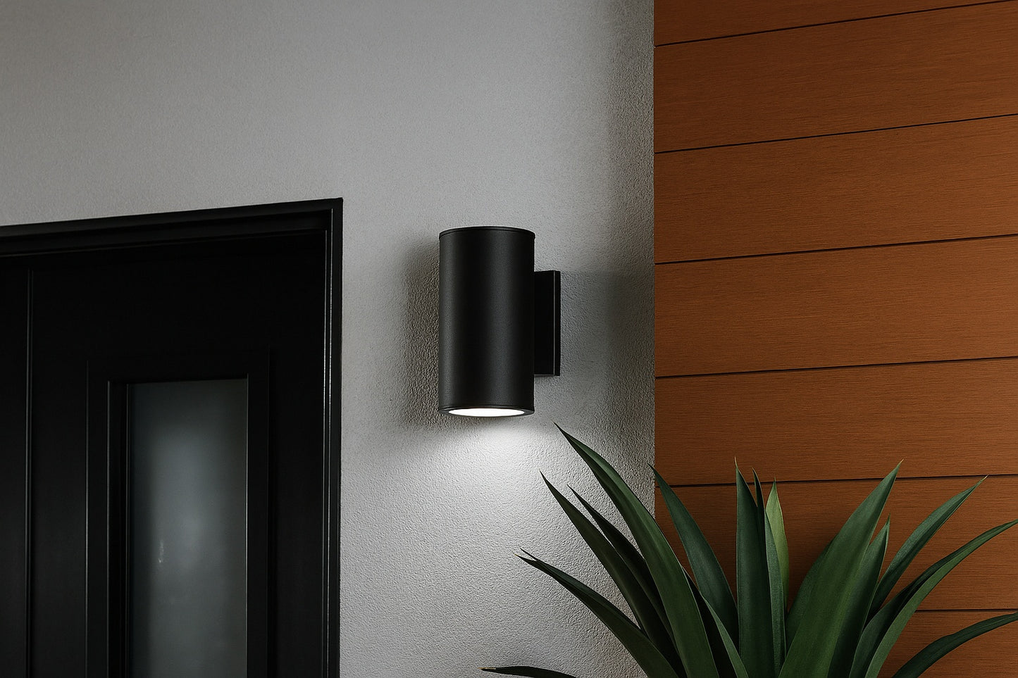 Rodham 8 in Black Integrated LED Hardwired Outdoor Wall Light Lantern Porch Sconce IZC1691L 2