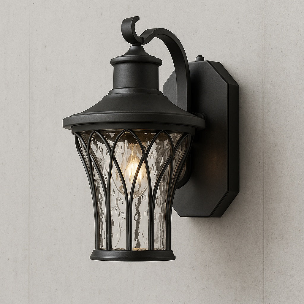Home Decorators Collection Avia Falls Black Outdoor LED Dusk to Dawn Wall Lantern Sconce LED HD501 BK/300120033 736916668507 Home Decorators Collection