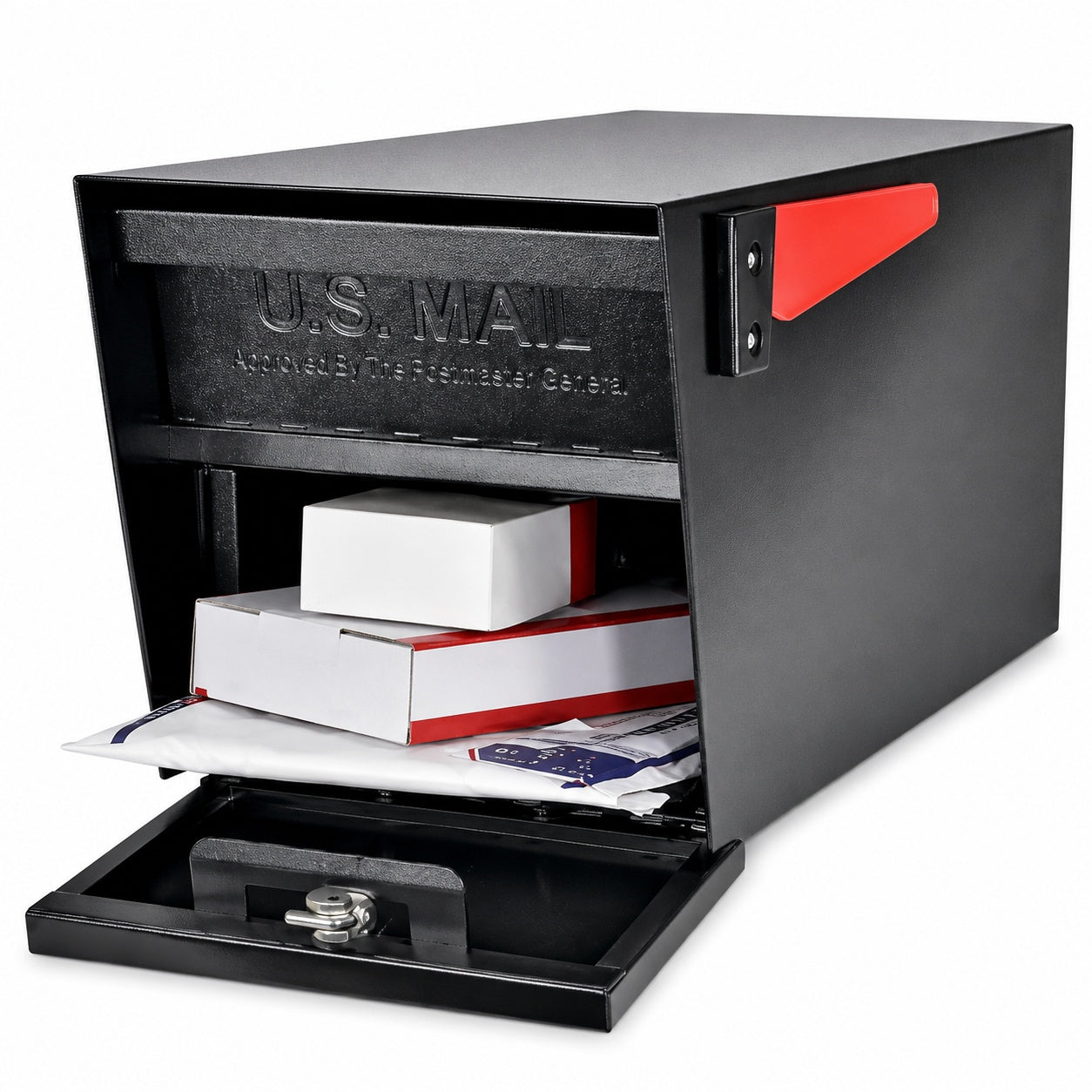 Mail Boss Mail Manager Locking Post Mount Mailbox with High Security Reinforced Patented Locking System Black