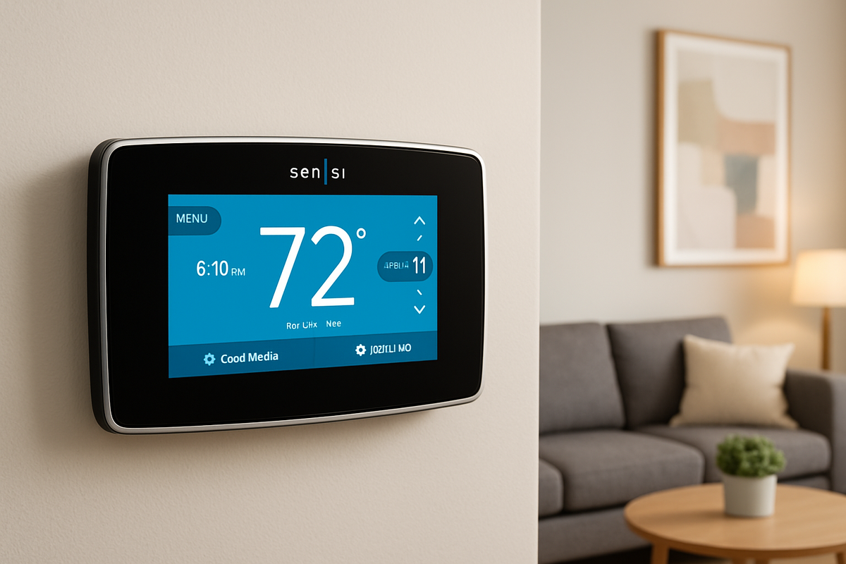 Copeland Sensi Touch Smart Thermostat Touchscreen Color Display Wi Fi 7 day Programmable Data Privacy Black