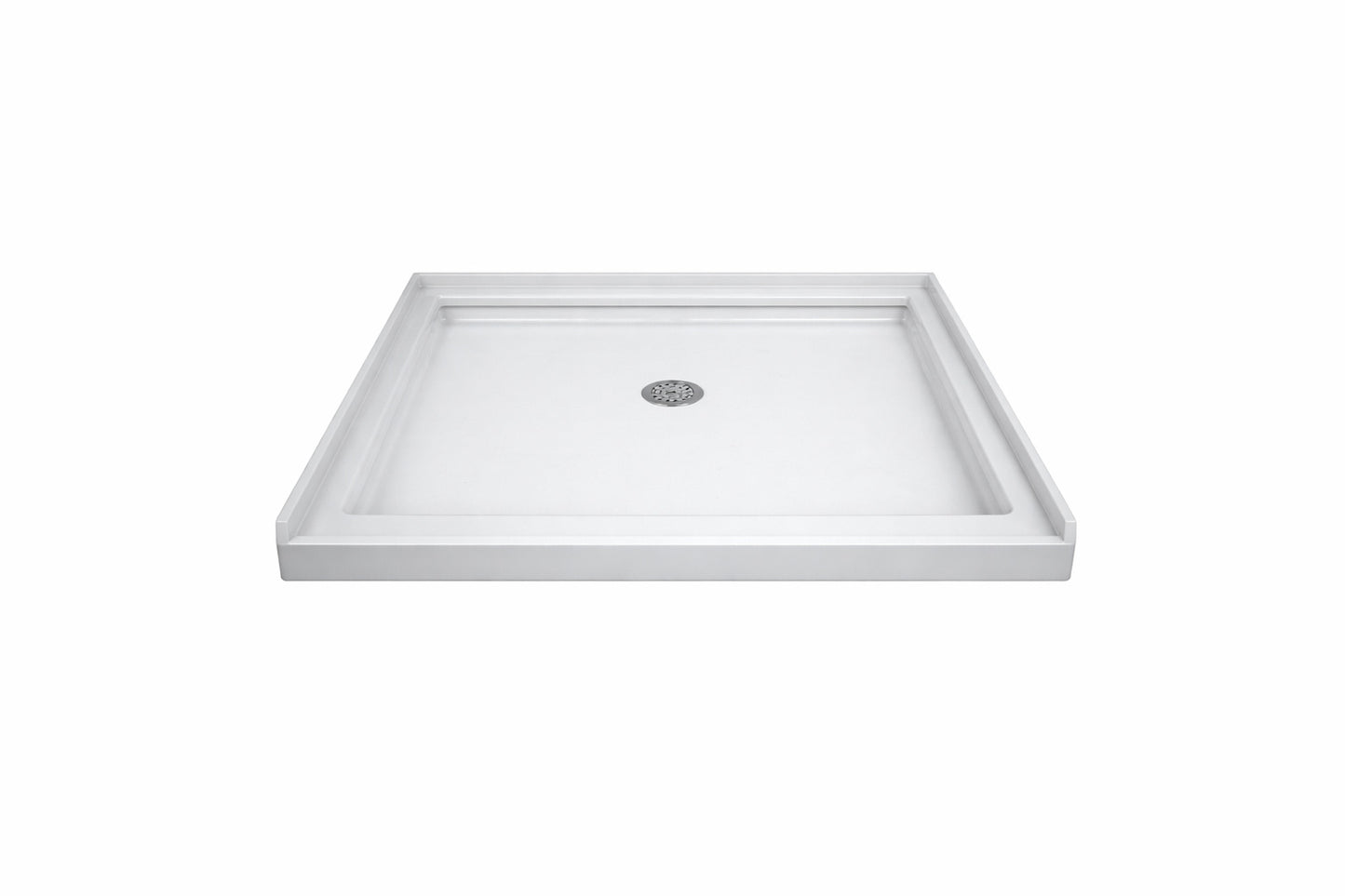 DreamLine SlimLine 42 in x 32 in Single Threshold Alcove Shower Pan Base in White with Center Drain