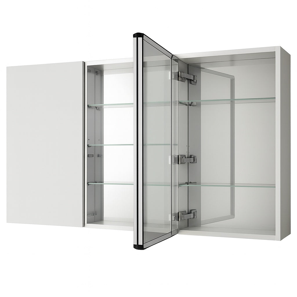 36 In W X 31 In H Rectangular Aluminum Medicine Cabinet With Mirror