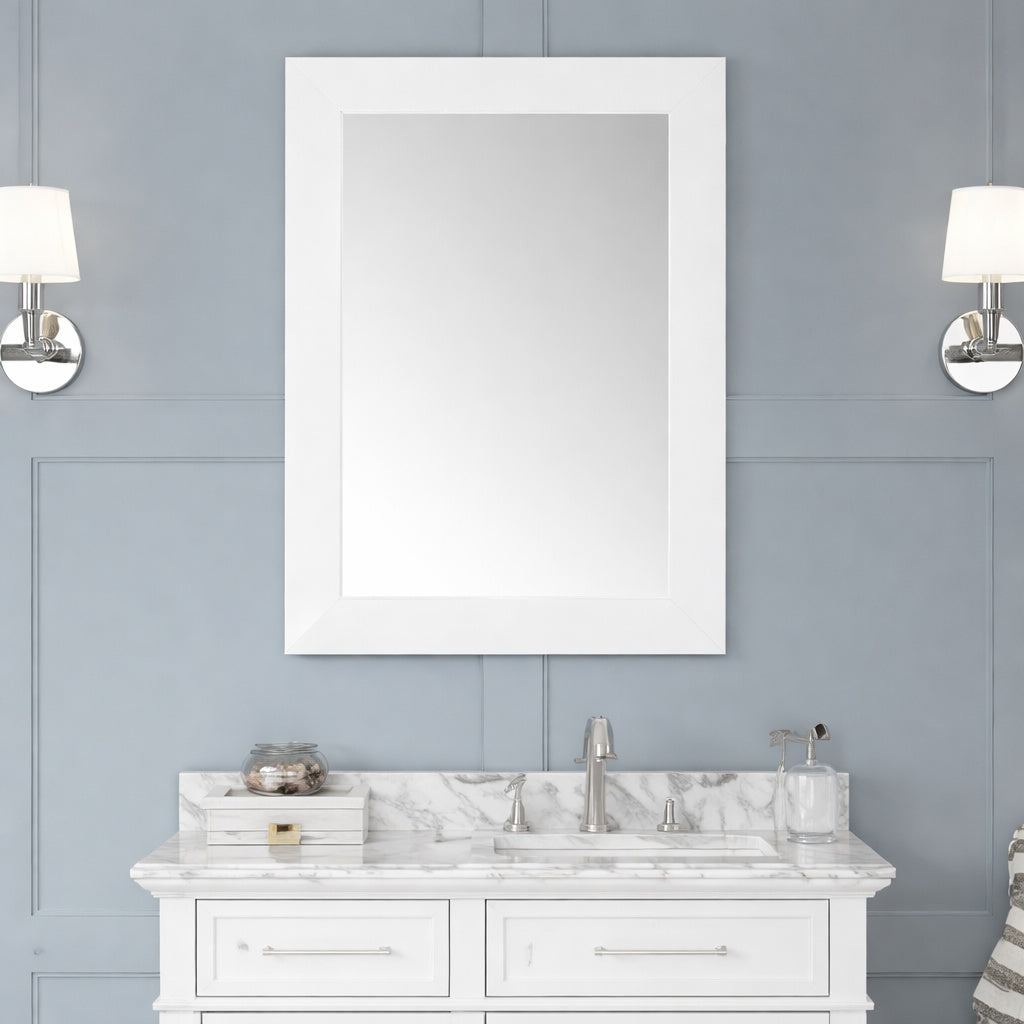 Home Decorators Collection Sonoma 22 in W x 30 in H Rectangular Framed Wall Mount Bathroom Vanity Mirror in White