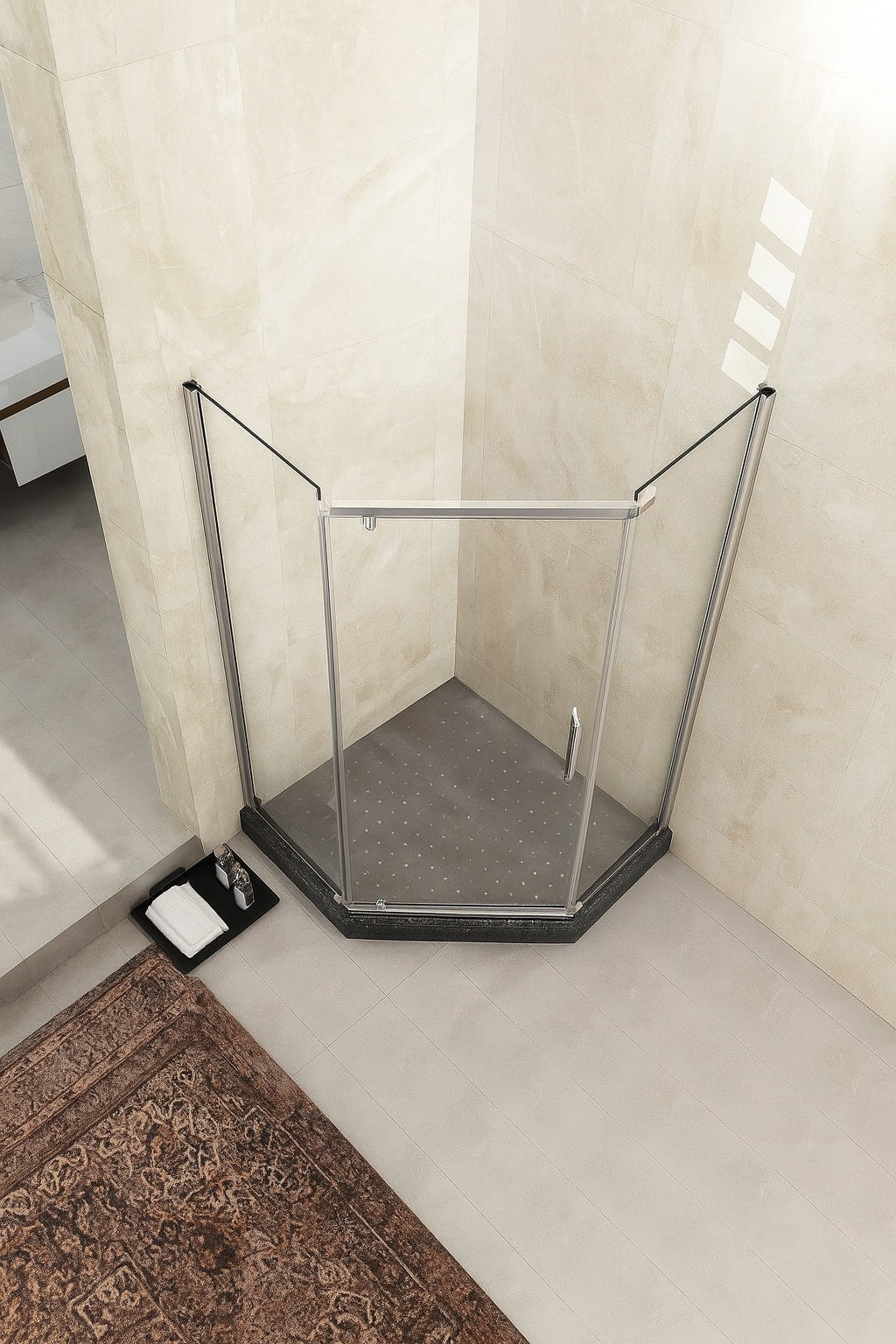 Delta 38 in. W x 74 in. H Neo-Angle Pivot Framed Corner Shower Enclosure in Chrome with Clear Glass