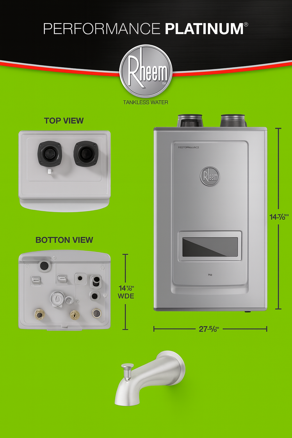 Rheem Performance Platinum 11 GPM High Efficiency Indoor Recirculating Natural Gas Tankless Water Heater