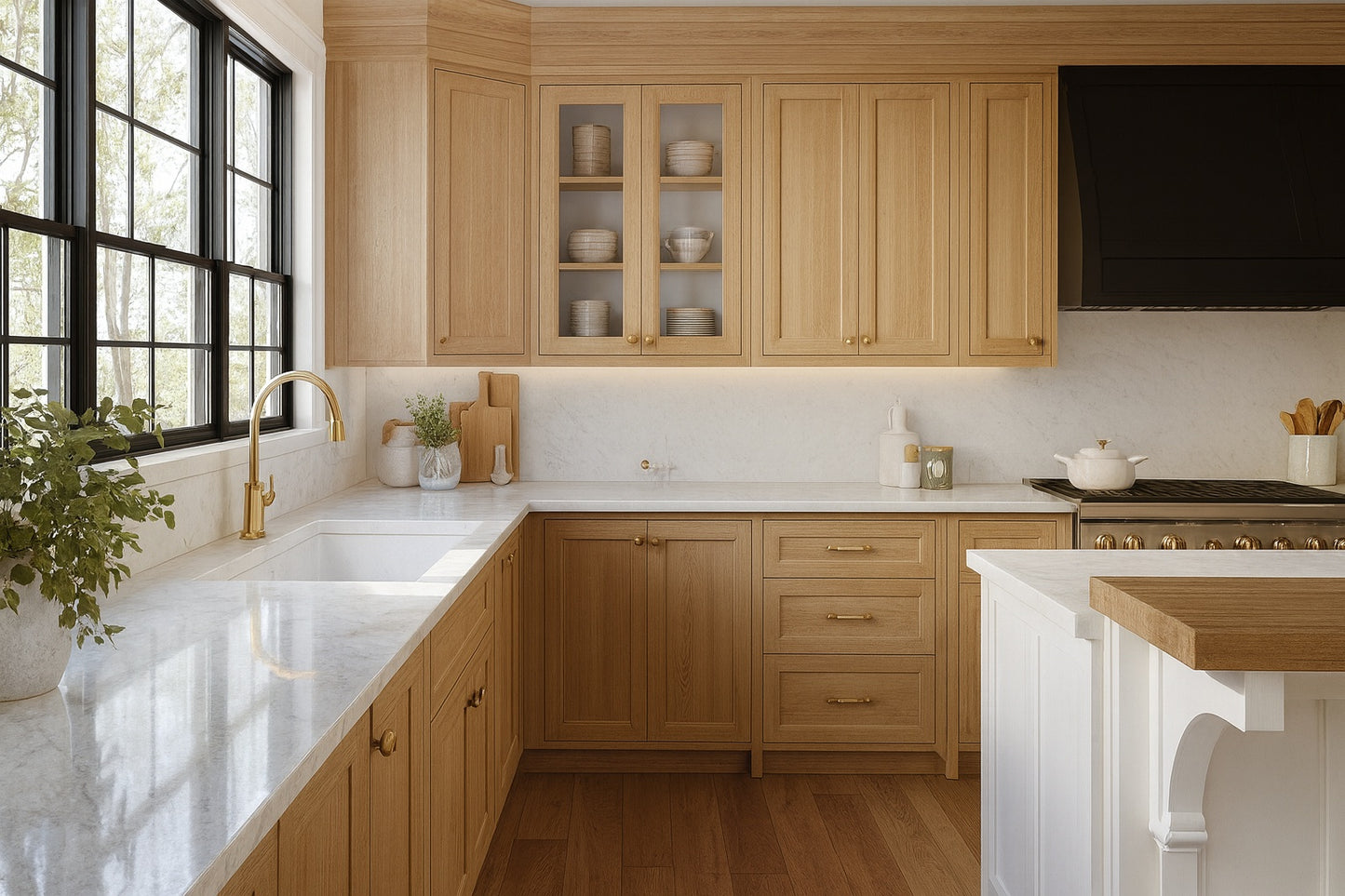 Hampton Bay 8 ft. Right Miter Laminate Countertop Kit Included in Calcutta Marble with Full Wrap Ogee Edge and Backsplash