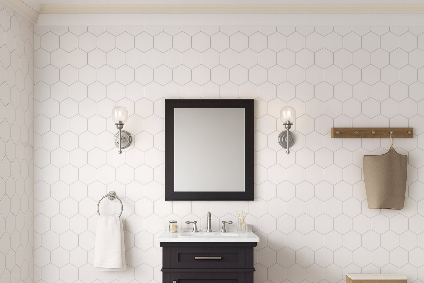 Home Decorators Collection Sonoma 22 in. W x 30 in. H Rectangular Framed Wall Mount Bathroom Vanity Mirror in Dark Charcoal