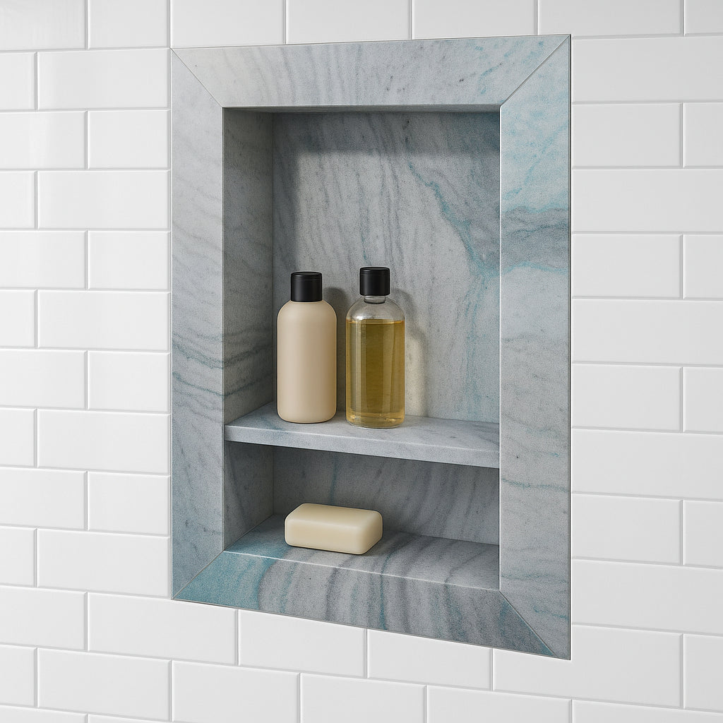 FlexStone 17 in. x 17 in. Square Recessed Shampoo Caddy in Triton