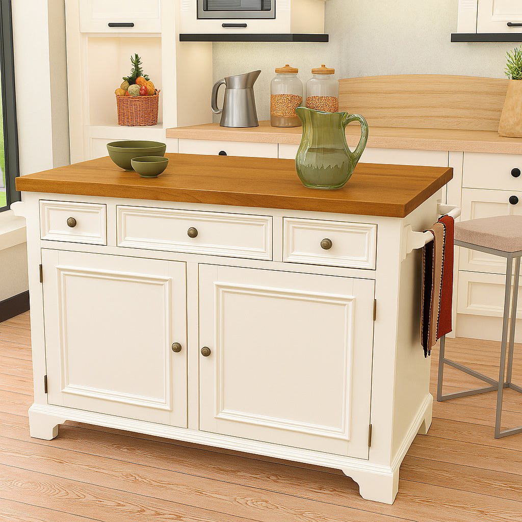 Americana White Kitchen Island With Drop Leaf 5002 94/203611740#overlay