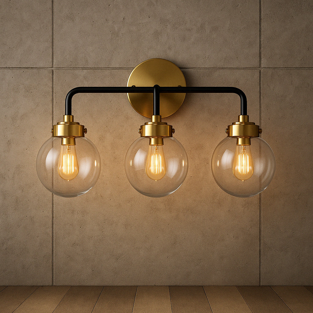 JONATHAN Y Caleb 3-Light 22 in. Brass/Black Wall Sconce