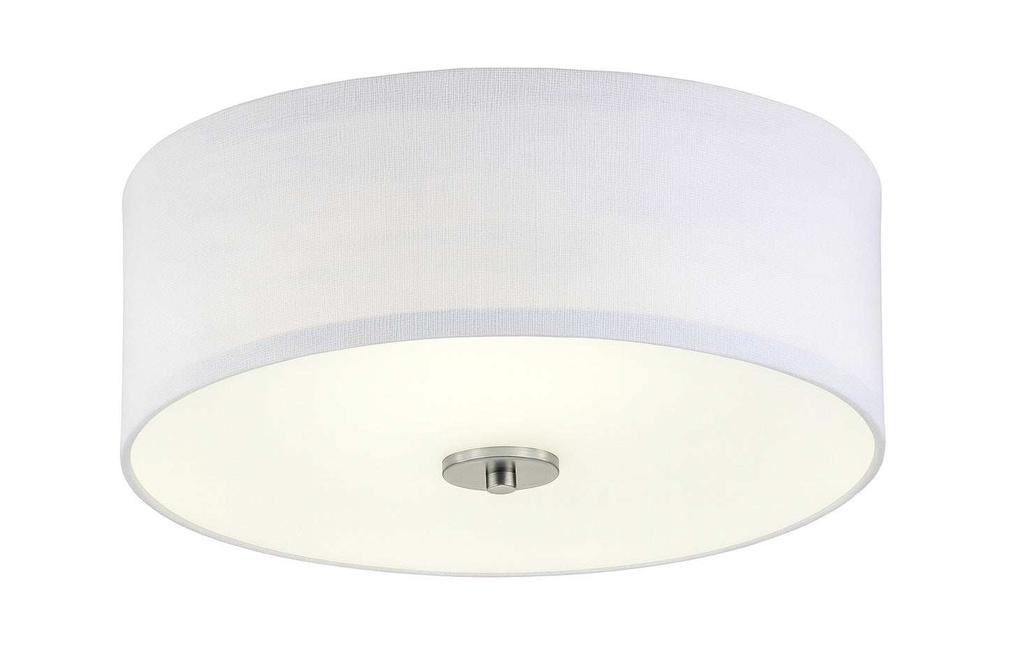 Progress Lighting Inspire Collection 13 in Transitional Brushed Nickel LED Bedroom Drum Shade Ceiling Light with White Linen Shade
