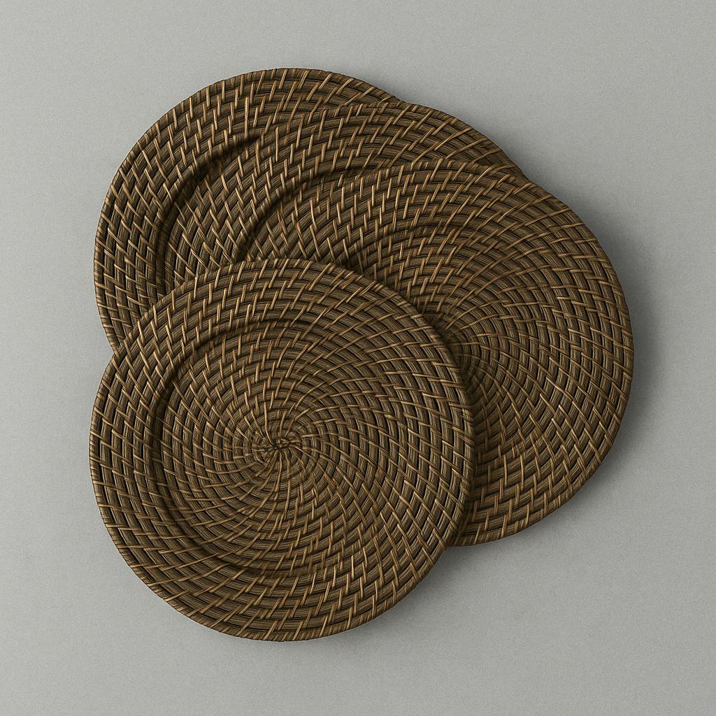 13 in. D Round Rattan Charger (Set of 4) 88235006622 ChargeIt by Jay