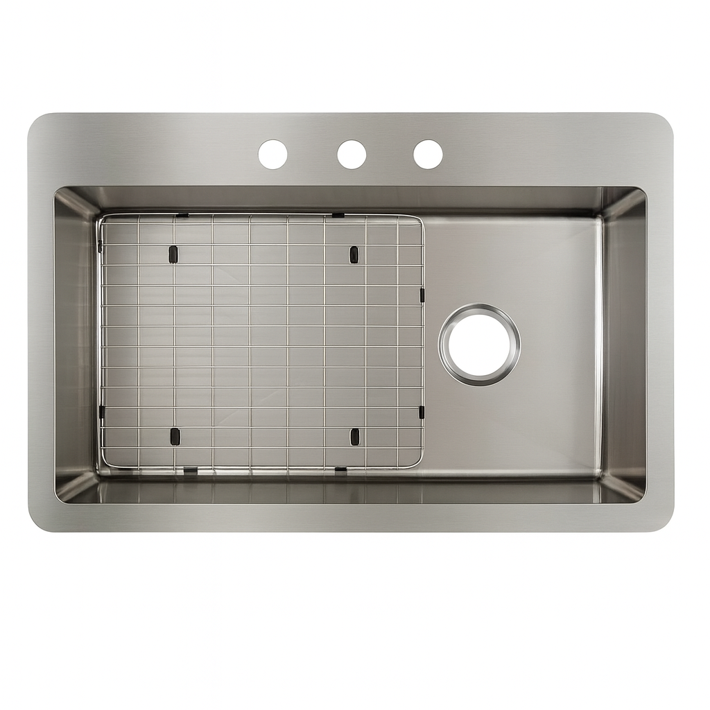 Elkay Avenue 33 in. Drop-In/Undermount Single Bowl 18-Gauge Stainless Steel Kitchen Sink w/ Accessories