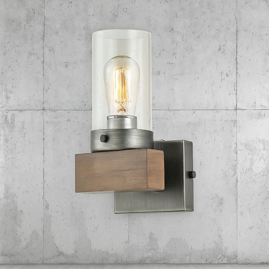 LNC Viney 1 Light Modern Rustic Bathroom Vanity Light Farmhouse Wood W ...