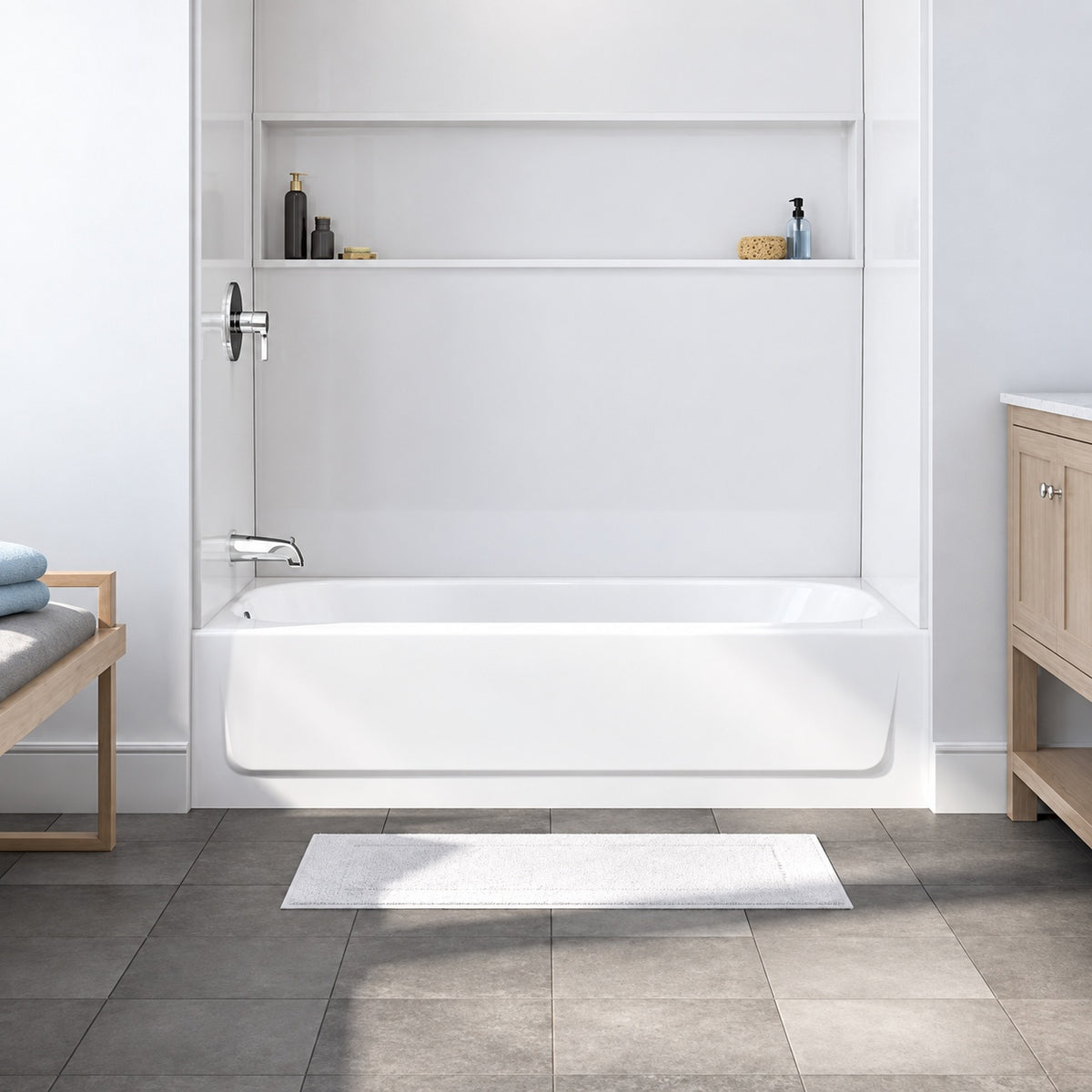 Bootz Industries Bootzcast 60 in x 30 in Soaking Alcove Bathtub with Left Drain in White