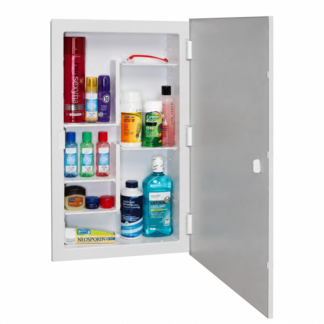 ZACA SPACECAB Nunki 16 in x 36 in x 3 1 2 in Frameless Recessed 1 Door Medicine Cabinet with 12 Shelves and Beveled Edge Mirror