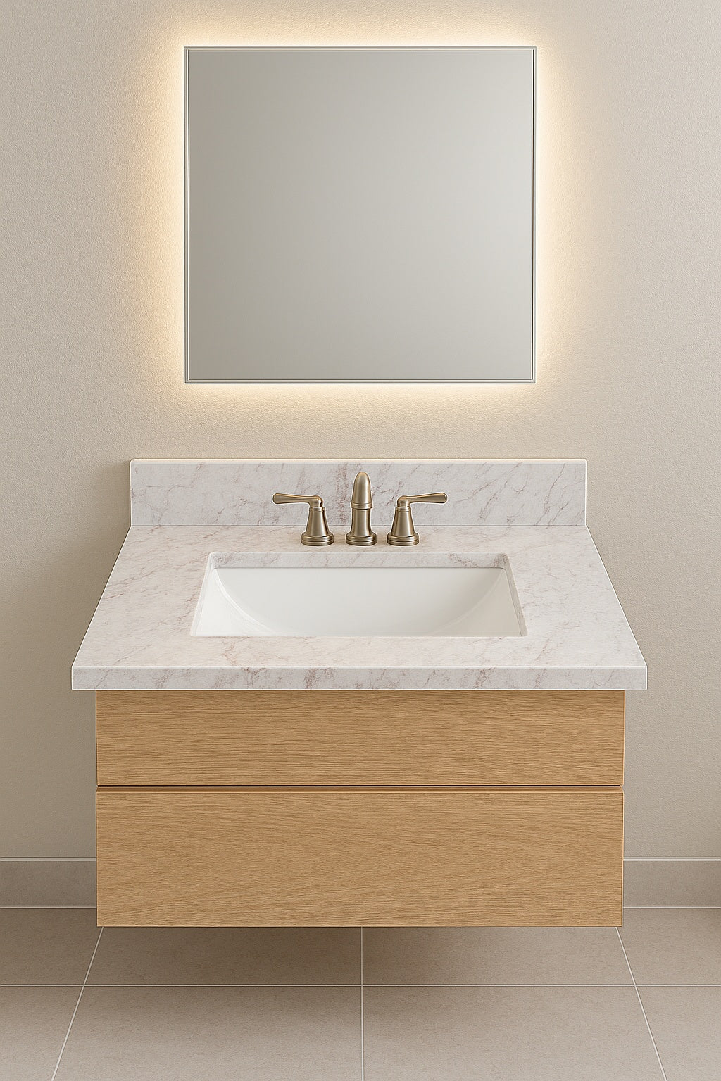Home Decorators Collection 31 in W x 22 in D Engineered Stone Composite White Rectangular Single Sink Vanity Top in Lunar