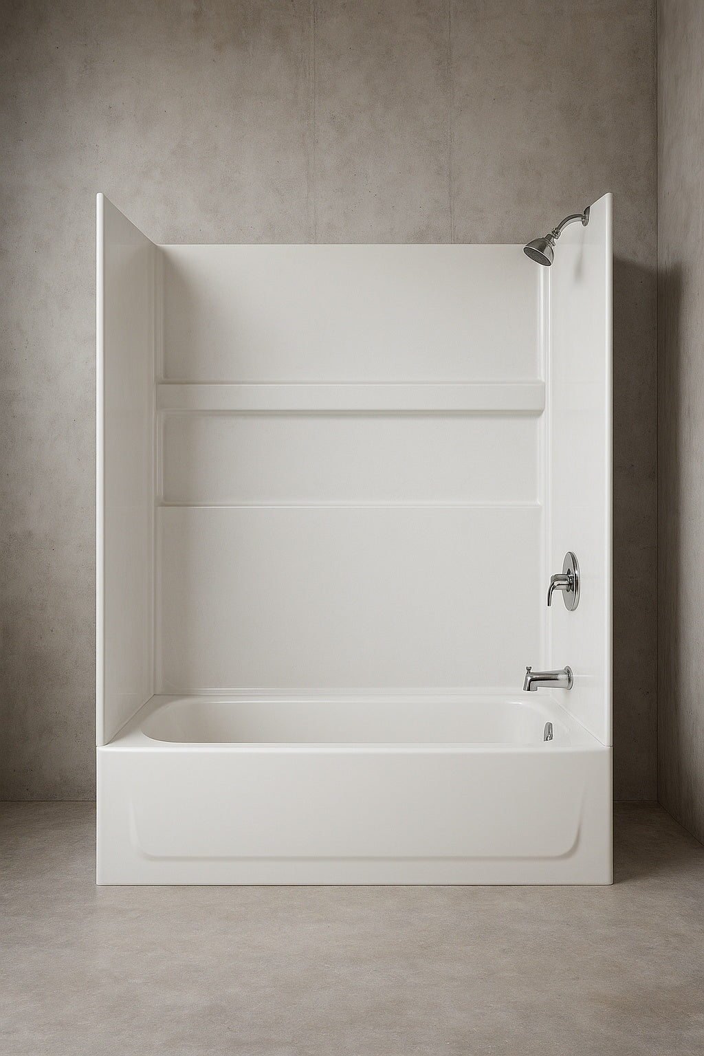 Bootz Industries Maui NexTile 60 in L x 30 in W x 77 in H Alcove Bathtub and Shower Stall Combo Kit with Left Hand Drain in White BTZ MAUI L NXT