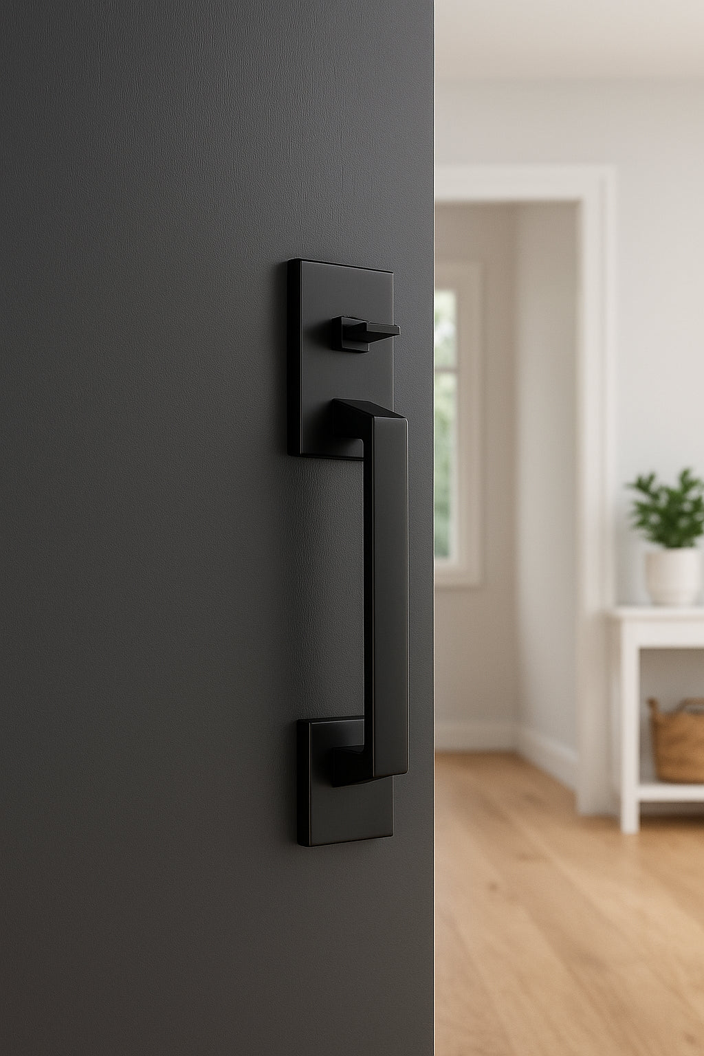 Century Matte Black Door Handleset Grip With Latitude Door Handle And Century Trim FE285 g Cen 622 Lat Cen