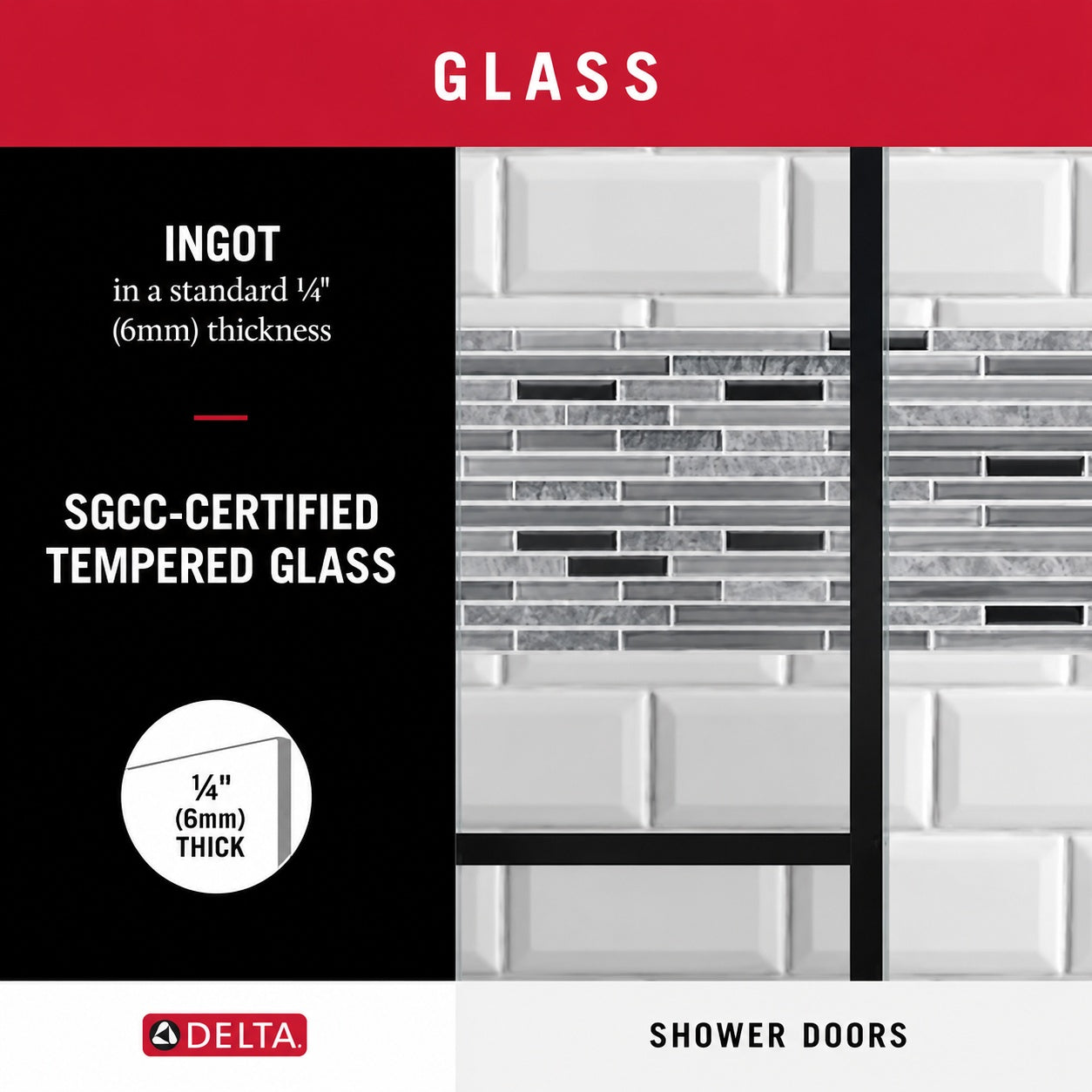 Delta 29 3 4 in x 67 3 4 in x 1 4 in 6mm Frameless Sliding Shower Door Glass Panels in Frosted For 50 60 in Doors SDGS060 CLN R