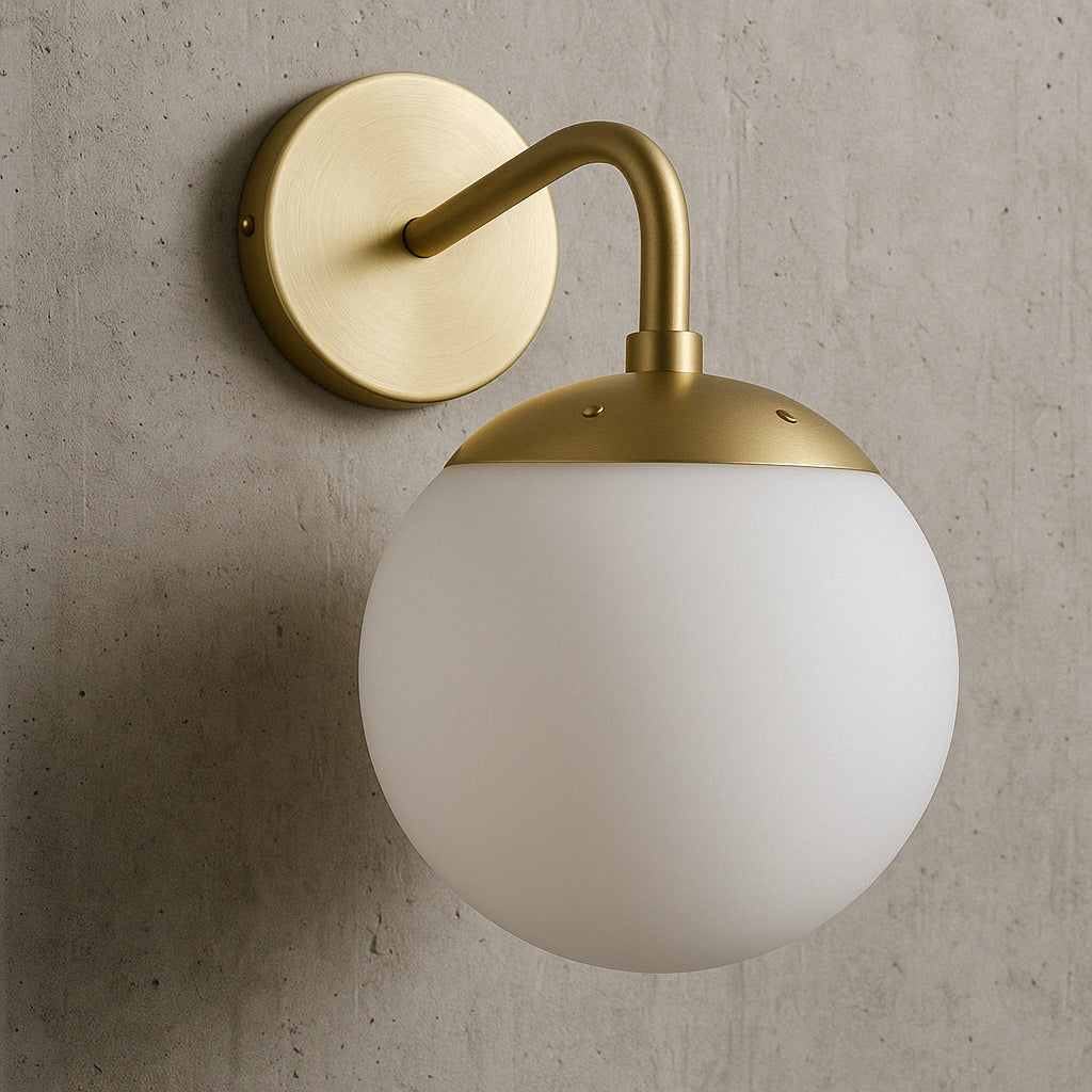 Zeno Globe Brushed Brass Wall Sconce with Clear Shade