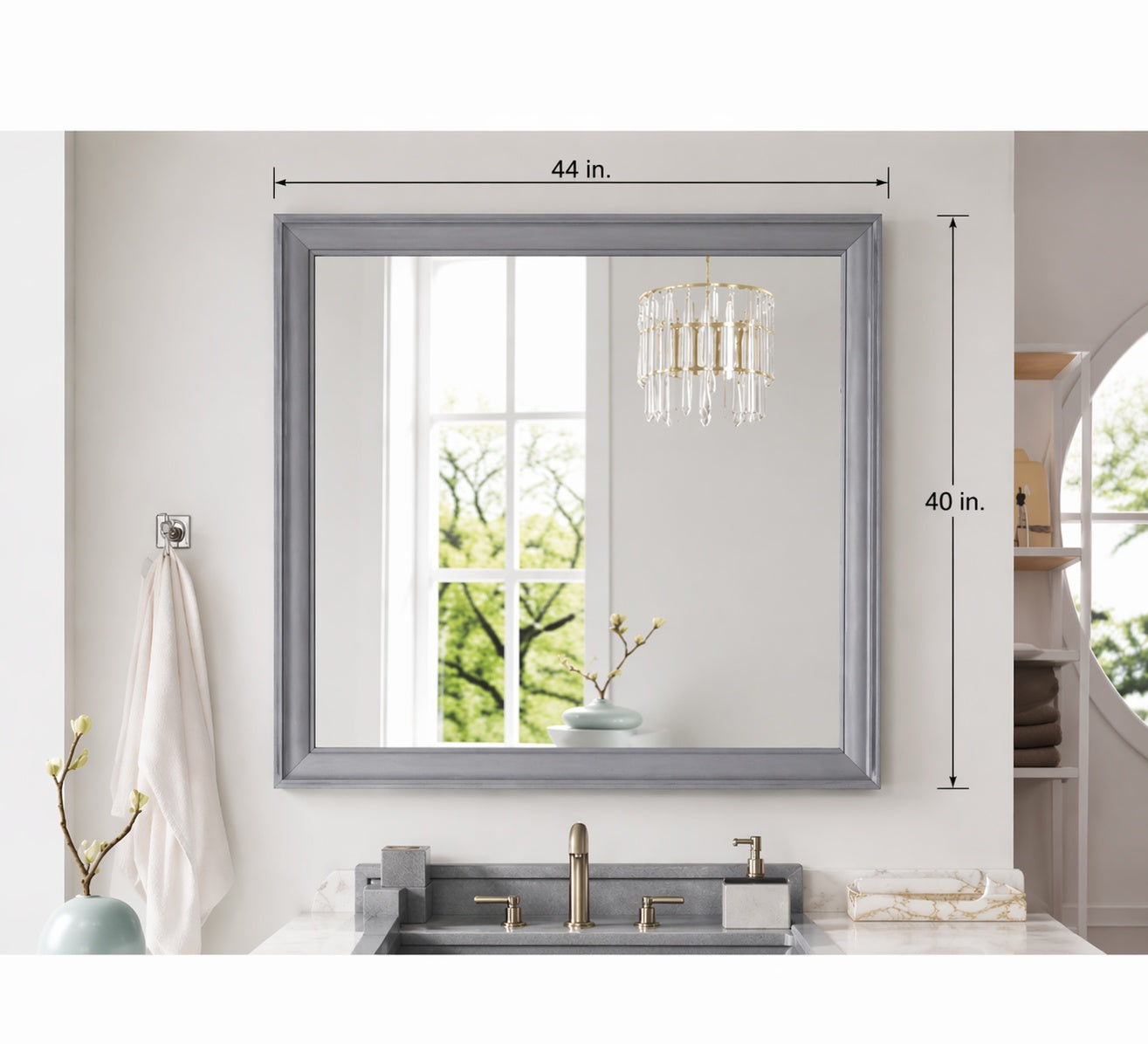James Martin Vanities Bristol 44” Rectangular Mirror, Silver Gray