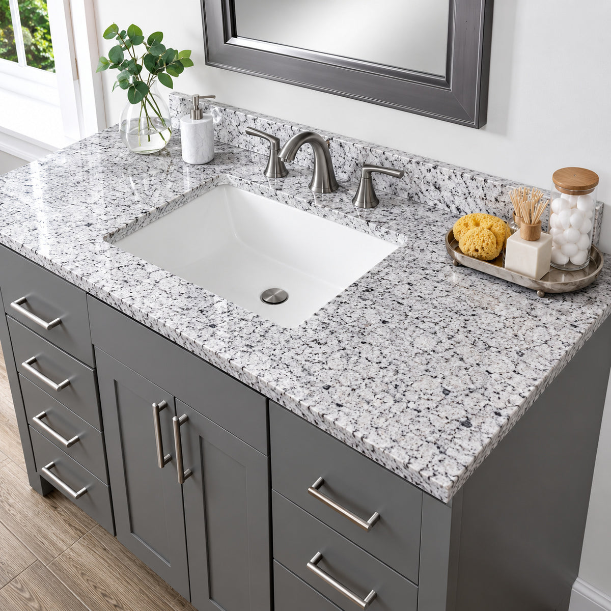 Home Decorators Collection 49 in W x 22 in D Cultured Marble White Rectangular Single Sink Vanity Top in Bianco Antico SE49THR BA