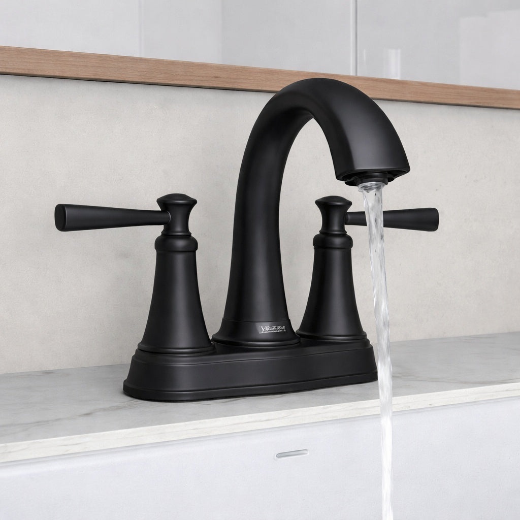 American Standard Rumson 4 in Centerset 2 Handle Bathroom Faucet in Matte Black