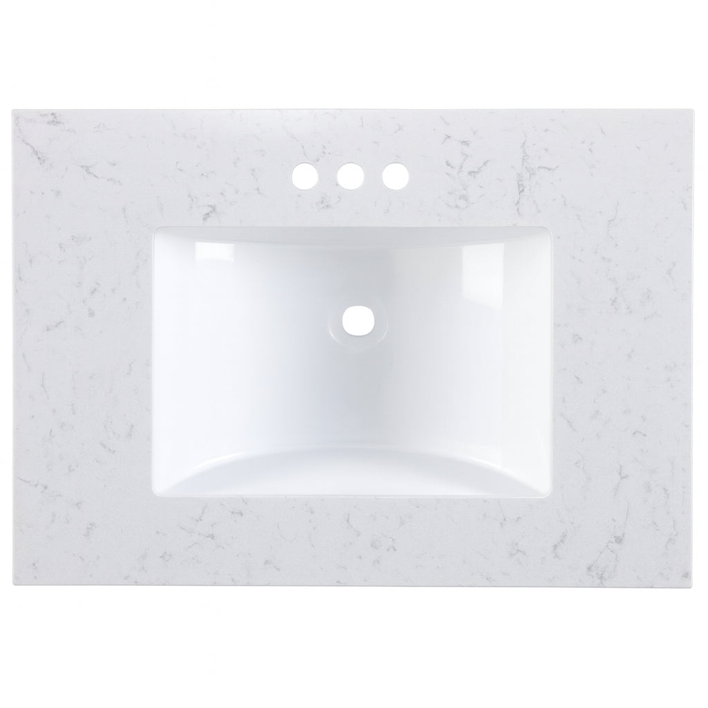Home Decorators Collection 25 in. W x 22 in. D Cultured Marble White Rectangular Single Sink Vanity Top in Pulsar