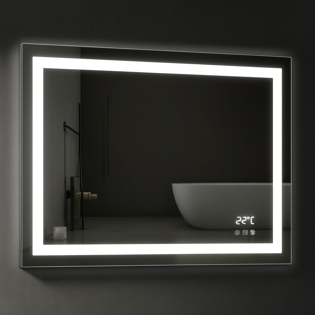 KINWELL 40 in. W x 32 in. H Rectangular Frameless Anti-Fog LED Light Wall Bathroom Vanity Mirror in Tempered Glass