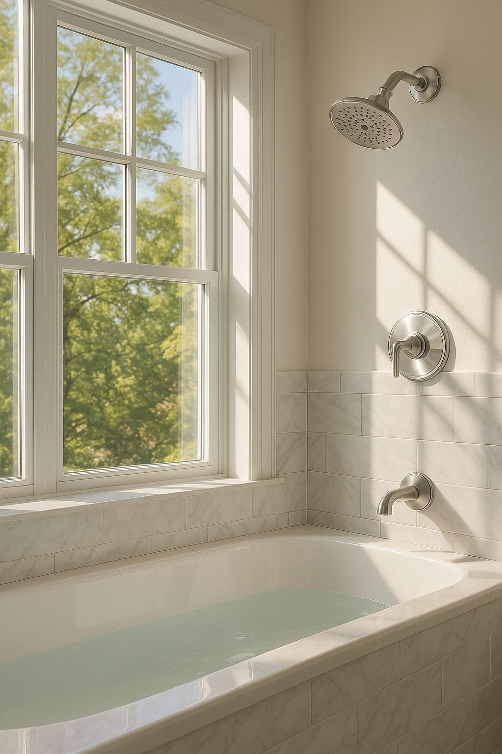 JACUZZI Piccolo Single Handle 5 Spray Tub and Shower Faucet in Brushed Nickel Valve Included PV42826/313983144 731352749780 JACUZZI