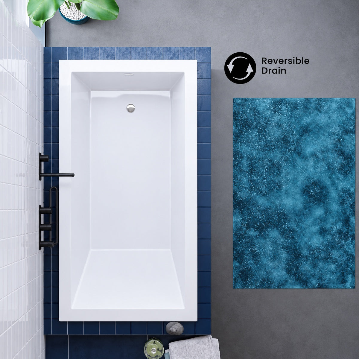 Swiss Madison Voltaire 60 in x 36 in Acrylic Drop In Reversible Drain Bathtub in White