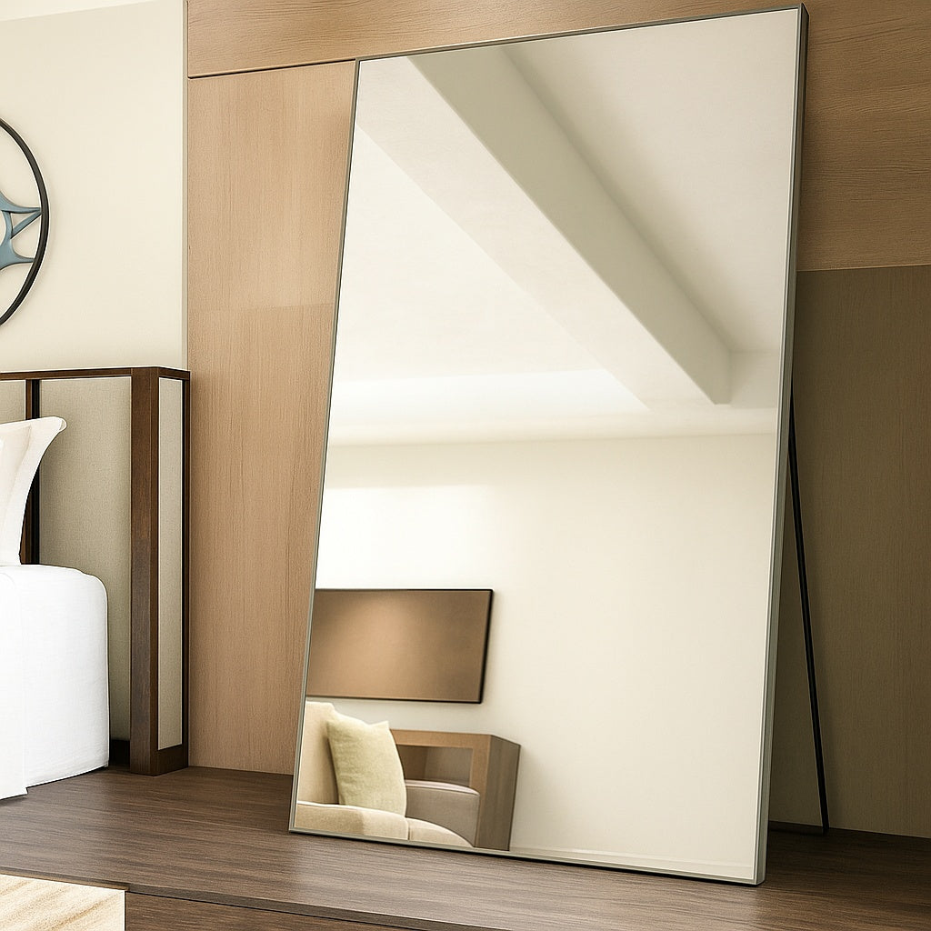 Dovelina 30 in W x 69 in H Oversized Rectangle Metal Framed Modern Wall Bathroom Vanity Mirror