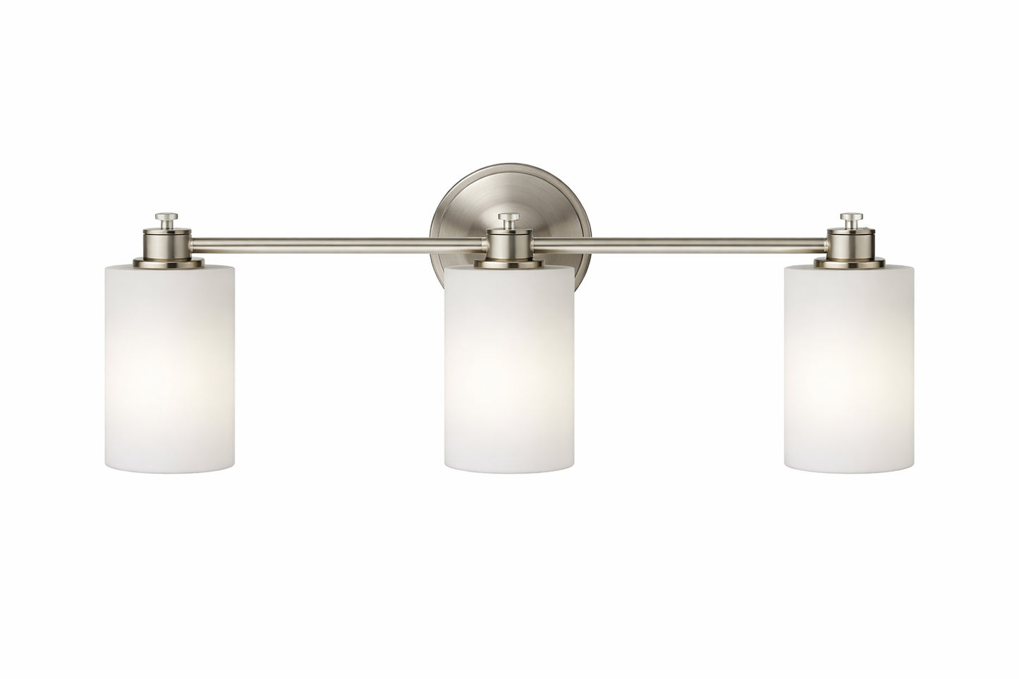 Kichler Joelson 24 In 3 Light Brushed Nickel Transitional Bathroom Vanity Light With Satin Etched Cased Opal Glass