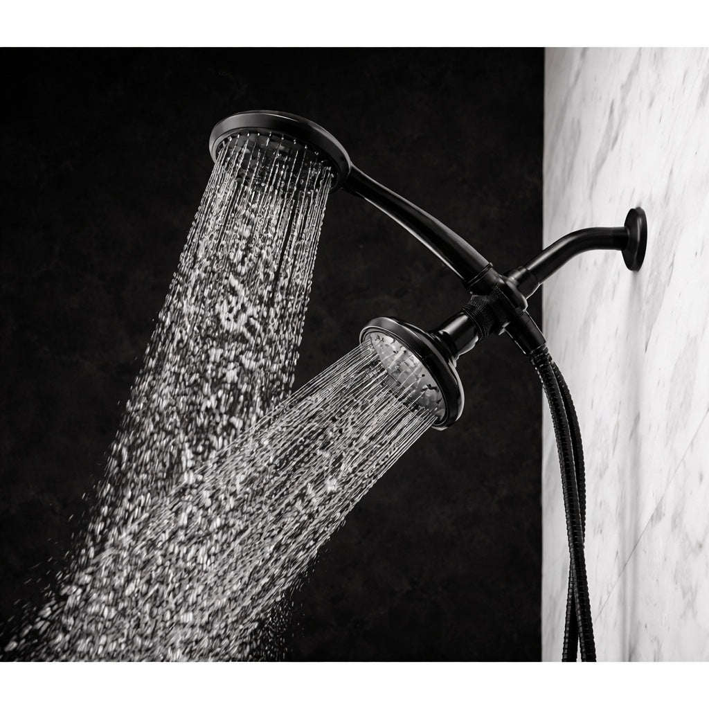 Glacier Bay 6 Spray 5 in Dual Wall Mount Fixed and Handheld Shower Head 1 8 GPM in Matte Black