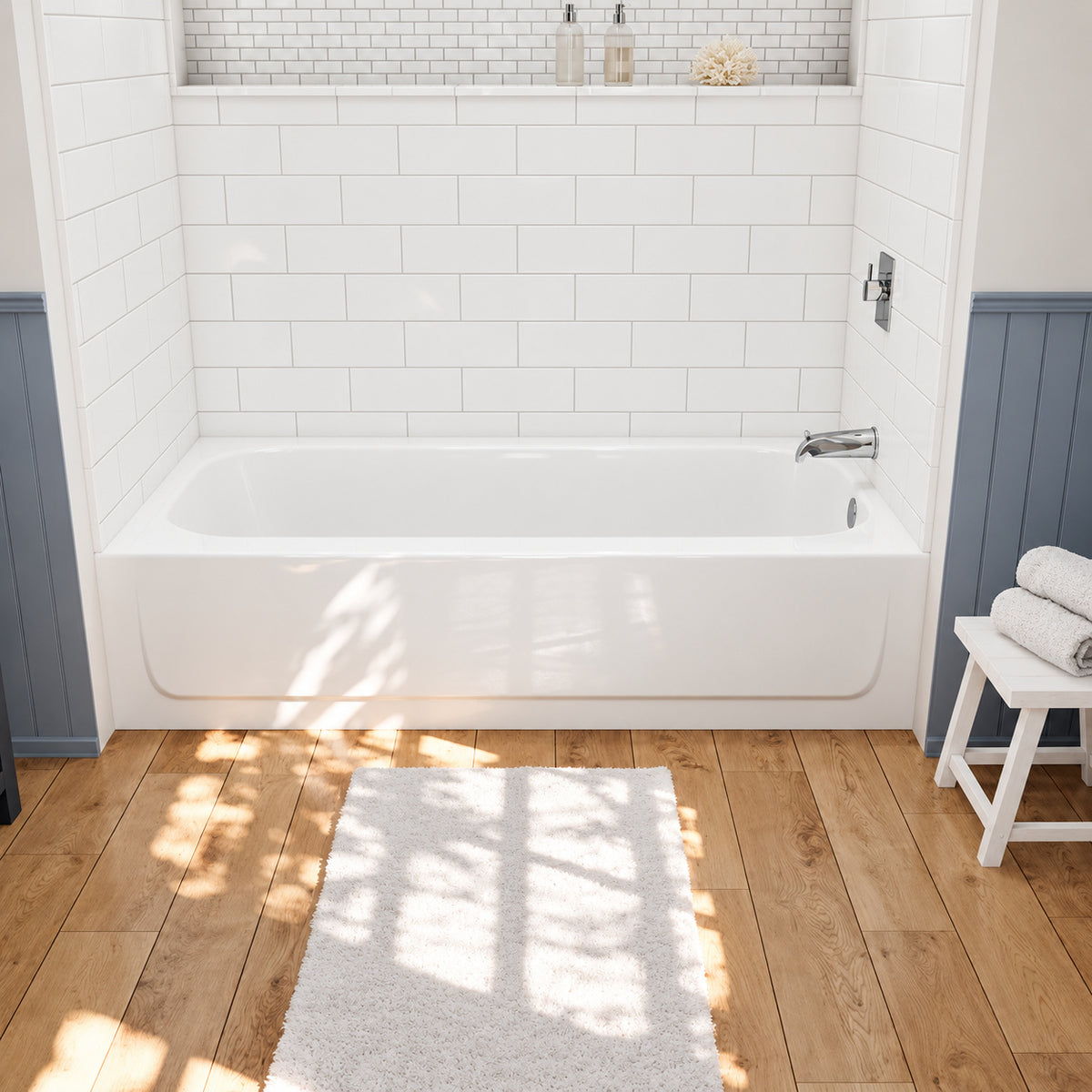 Bootz Industries Aloha 60 in x 30 in Alcove Soaking Bathtub with Right Drain in White