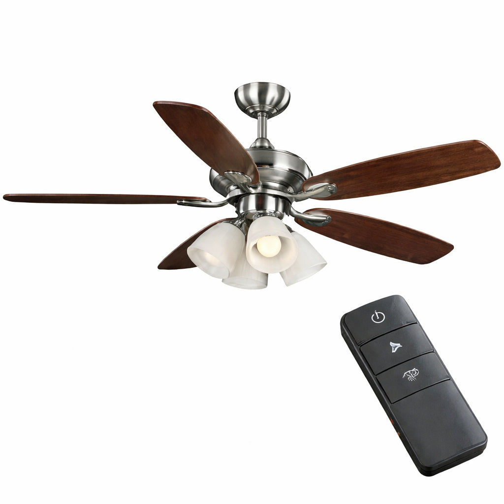 Hampton Bay Hollis 52 in Indoor LED Brushed Nickel Dry Rated Ceiling Fan with 5 Reversible Blades Light Kit and Remote Control