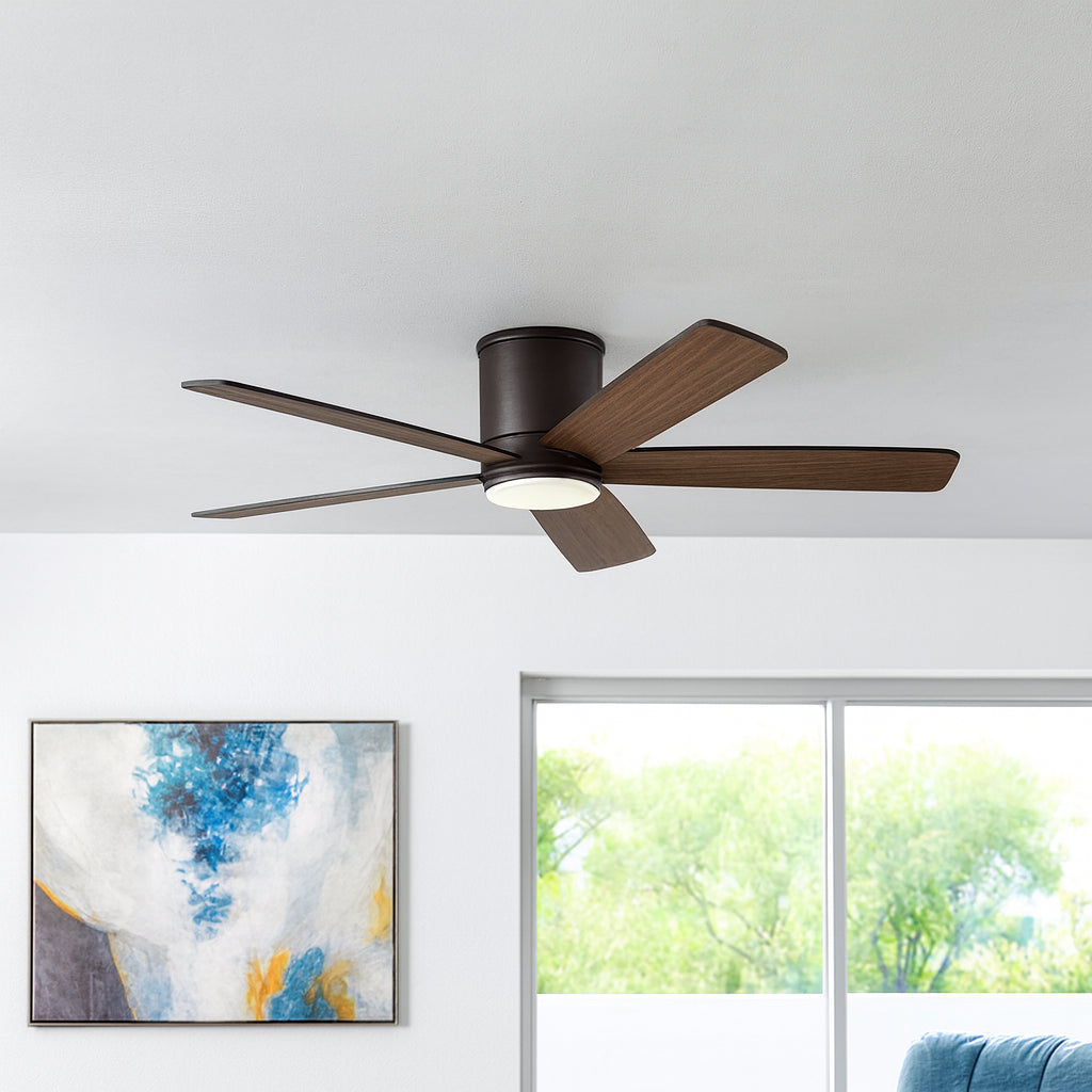 Home Decorators Collection Britton 52 in. Integrated LED Indoor Matte Black Ceiling Fan with Light Kit and Remote Control