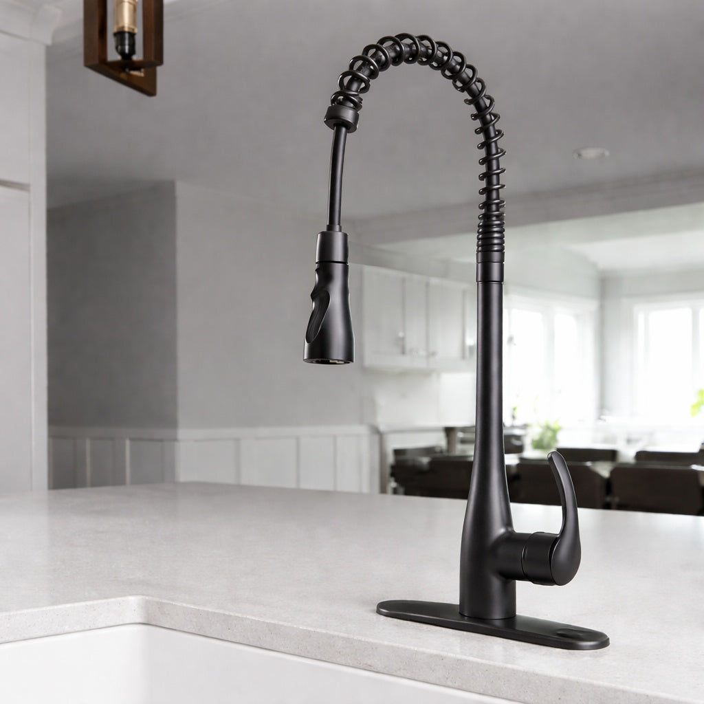 FLOW Motion Activated Single Handle Pull Down Spring Neck Sprayer Kitchen Faucet in Oil Rubbed Bronze