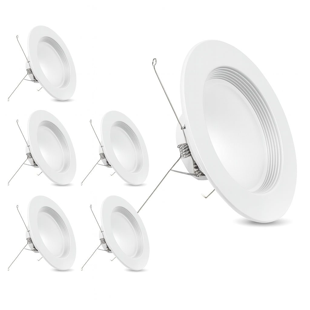 Feit Electric 5/6 in. 1290 Lumens Selectable CCT Dimmable Integrated LED Retrofit Recessed Light Trim Kit, White 6-Pack