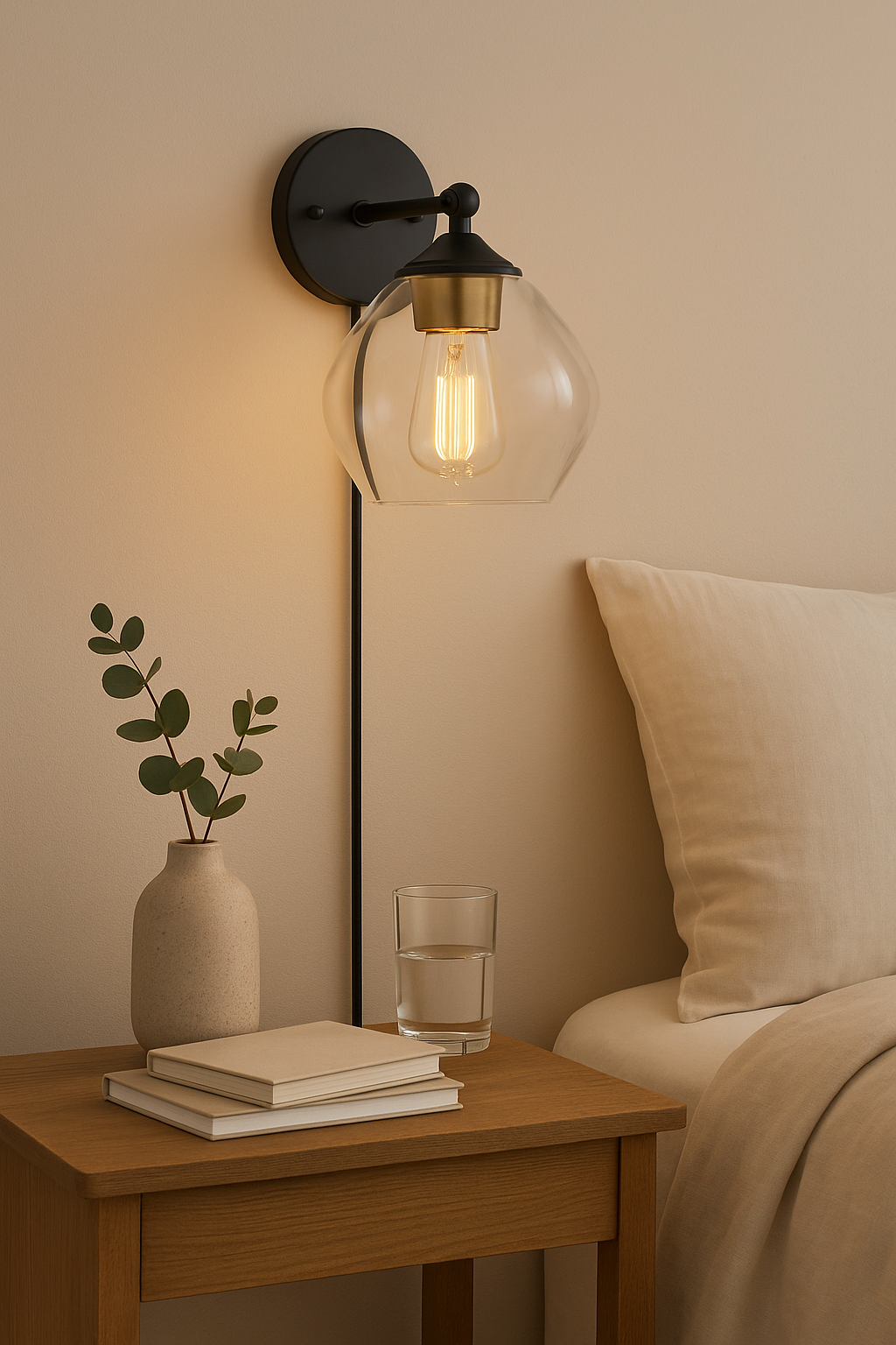 Globe Electric Brown 1 Light Matte Black and Gold Plug In or Hardwire Wall Sconce with 6 ft Cord 51794/315111518 58219517949 Globe Electric